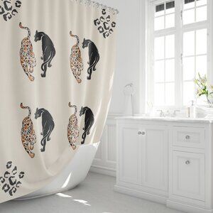 COPY - ICONIUM beige, leopard printed, cotton fabric shower curtain for bathroom